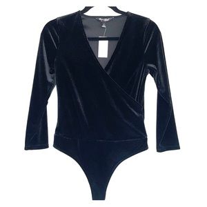 Banana Republic Black Velvet Long Sleeve Bodysuit